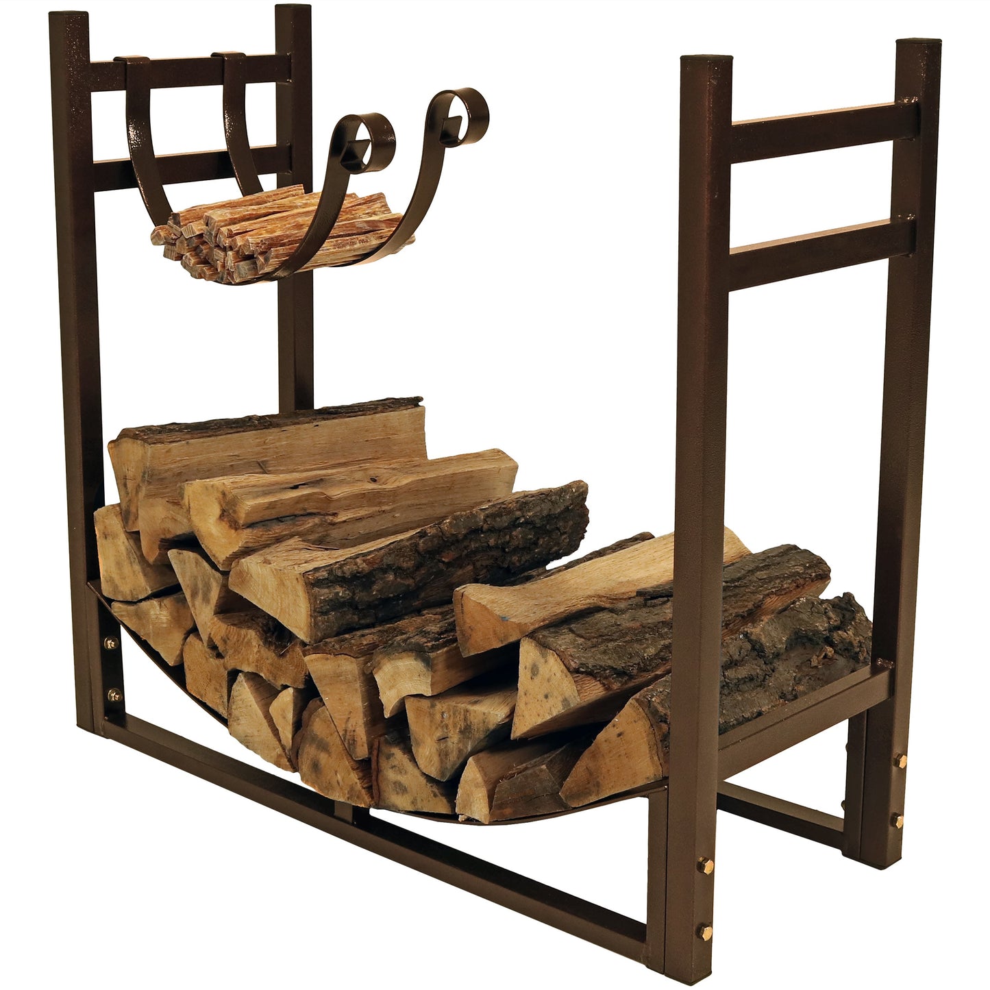 Outdoor Log Storage Rack with Kindling Holder