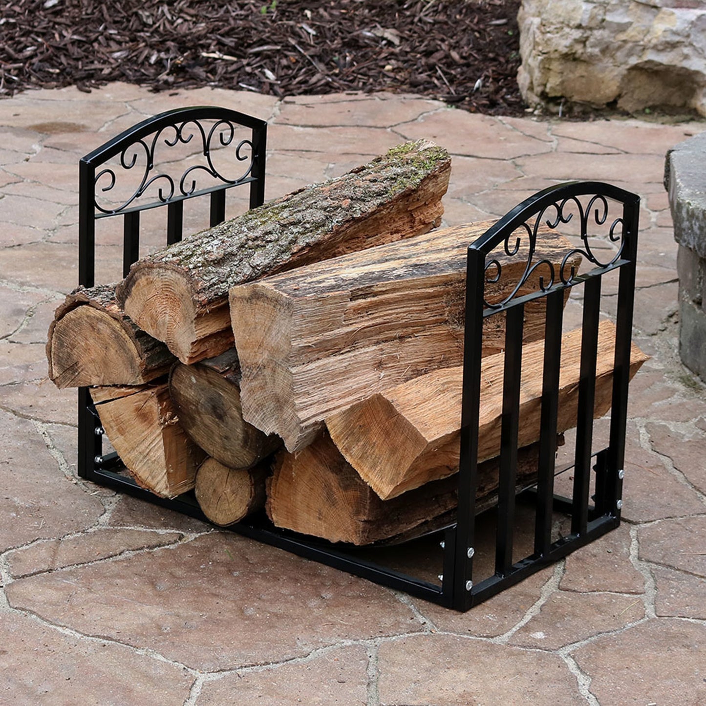2' Indoor/Outdoor Decorative Fireplace Log Holder