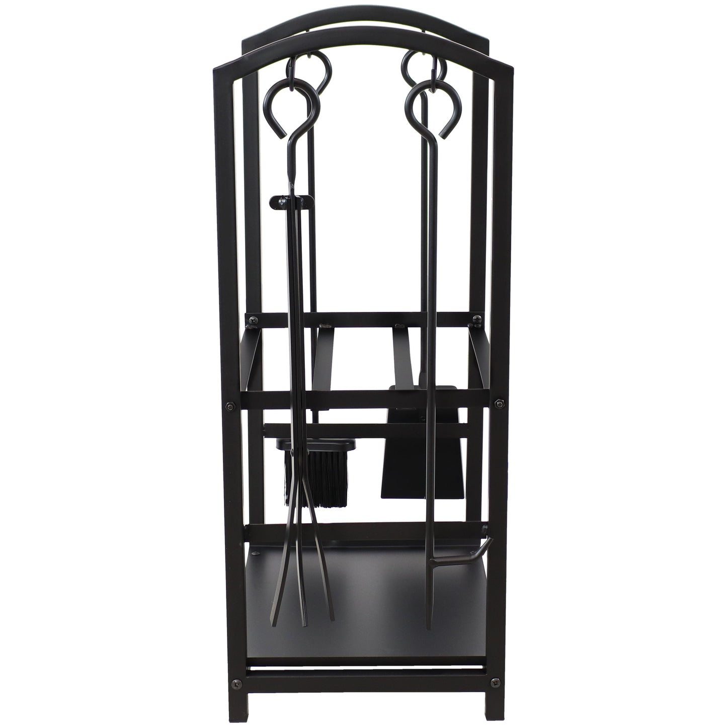 5-Piece Fireplace Log Holder with Poker, Shovel, and Brush