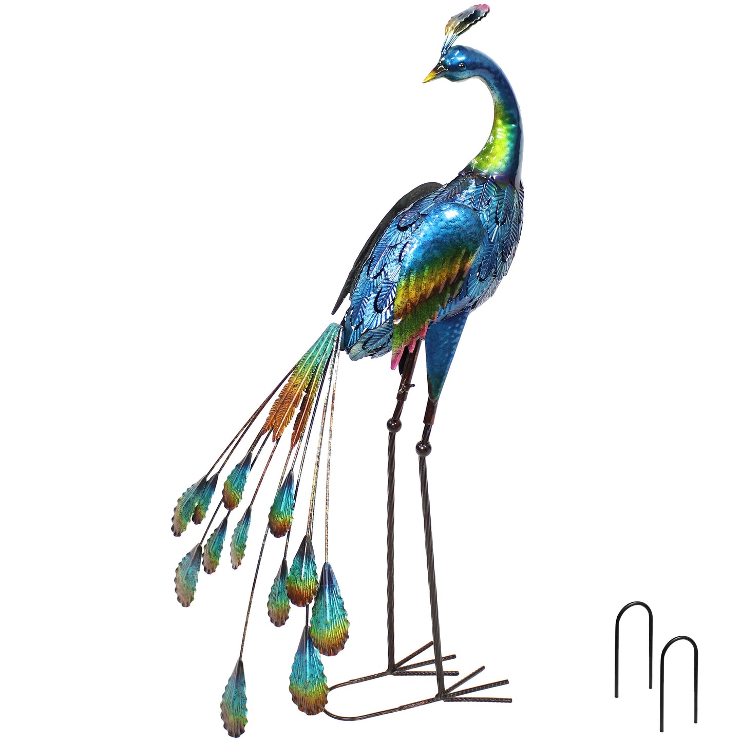 Metal Peacock Garden Statue - 34' - Set of 2