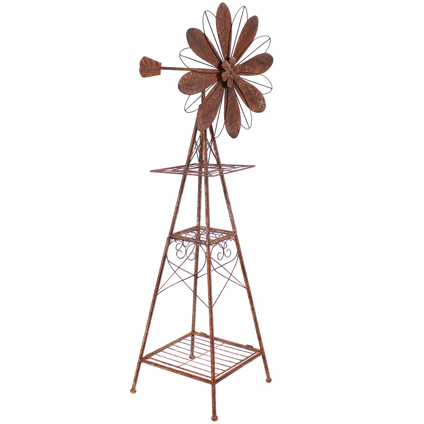 Rustic Windmill Metal Outdoor Garden Statue - 51' H