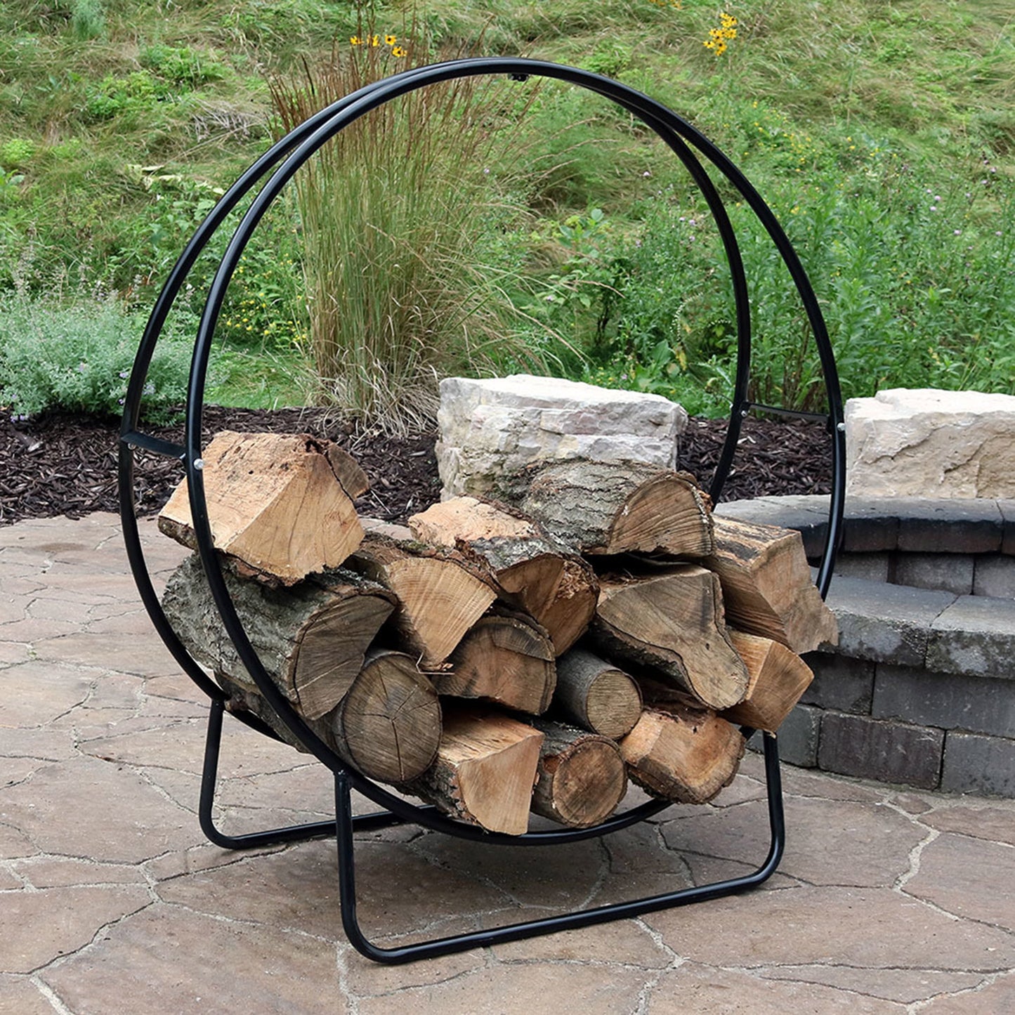 Outdoor Steel Firewood Log Hoop Rack