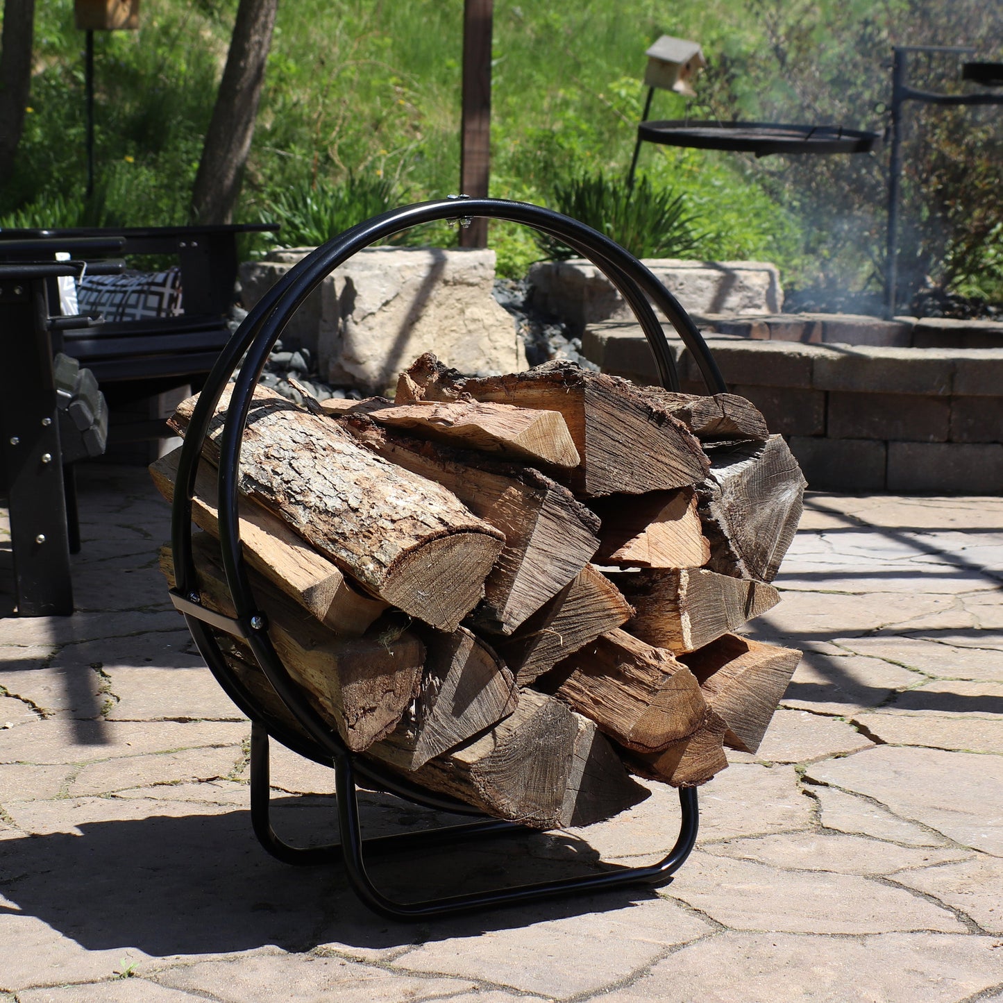 Outdoor Steel Firewood Log Hoop Rack