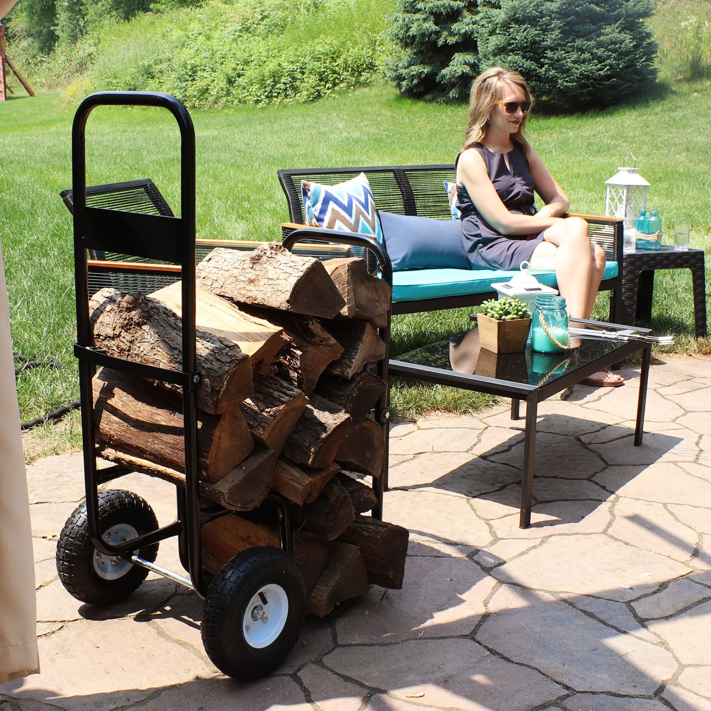 Heavy-Duty Firewood Log Cart with Wheels