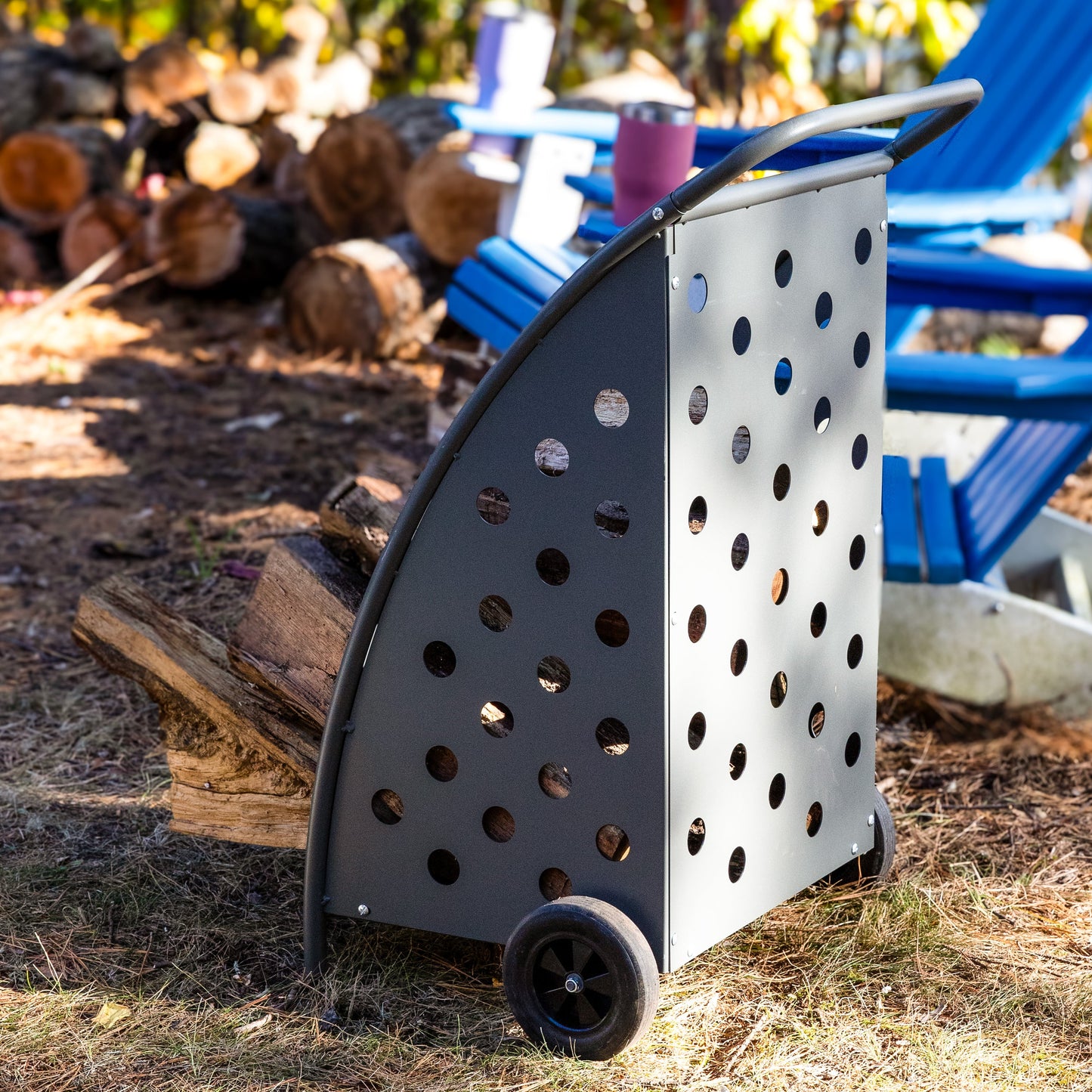 Steel Firewood Log Cart With Wheels - 34' H