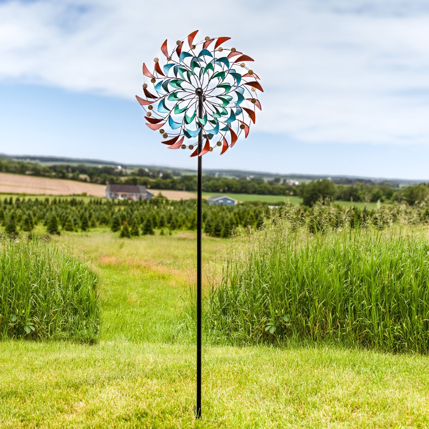 Rainbow Breezes Metal Garden Wind Spinner - 84' H