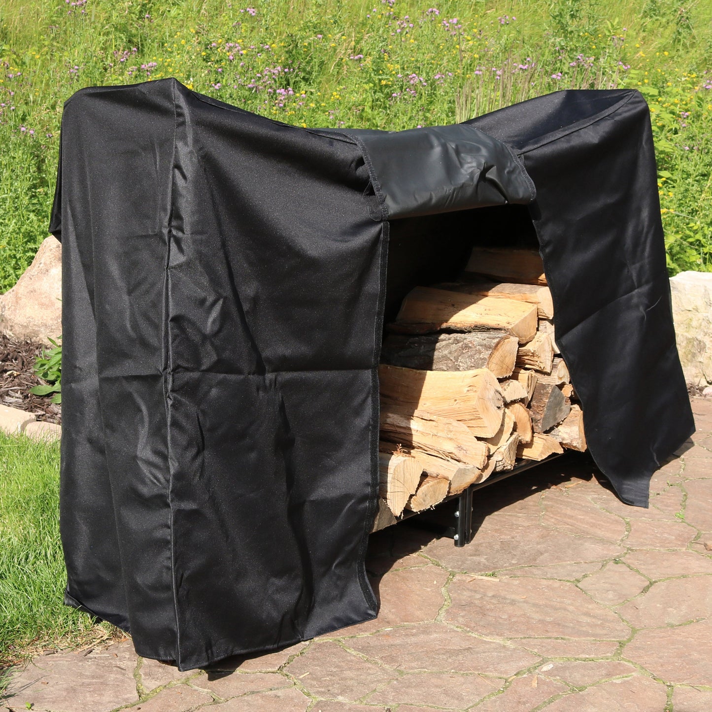6' Fireplace Log Storage Rack and Cover Set