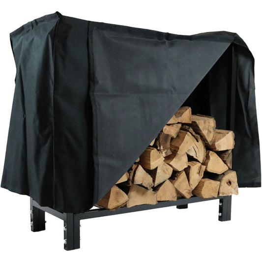 Steel Firewood Log Rack with Cover - Black - 30'
