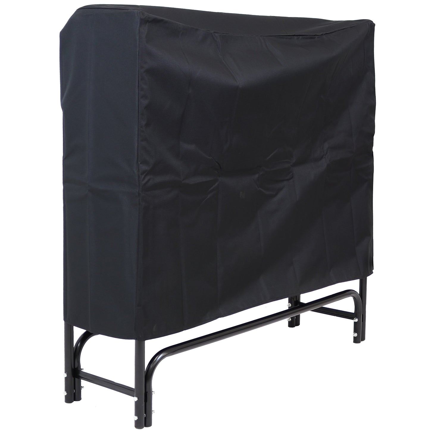 Outdoor Firewood Log Rack with Cover Combo - Black