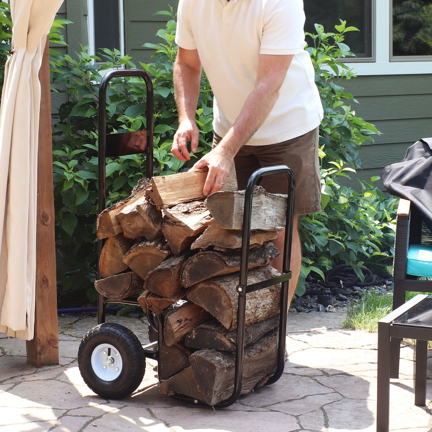 Heavy-Duty Firewood Log Cart with Wheels