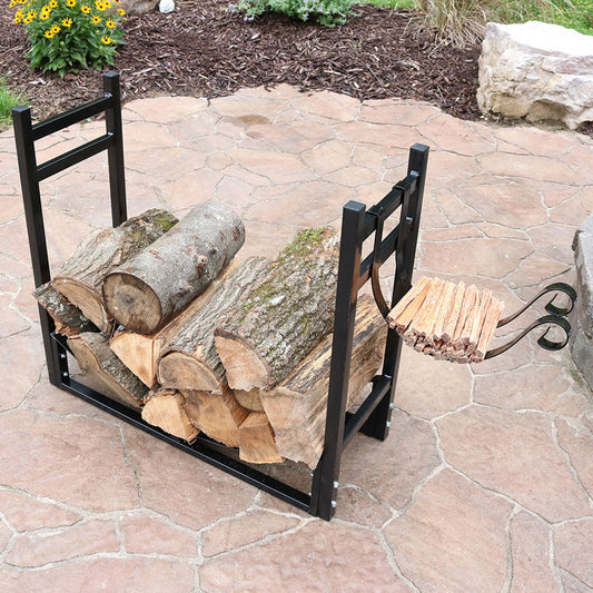 Outdoor Log Storage Rack with Kindling Holder