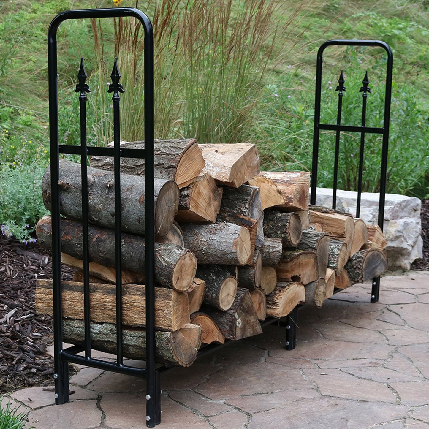 6' Fireplace Log Storage Rack and Cover Set