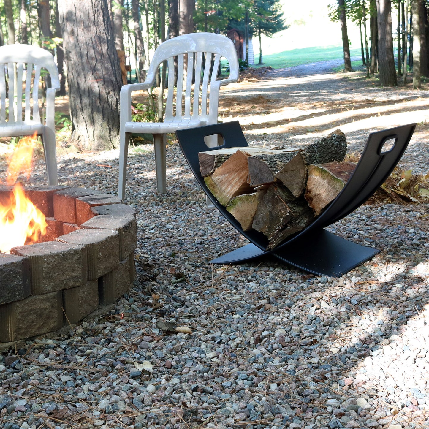 Black Steel Curved Log Holder - 30'