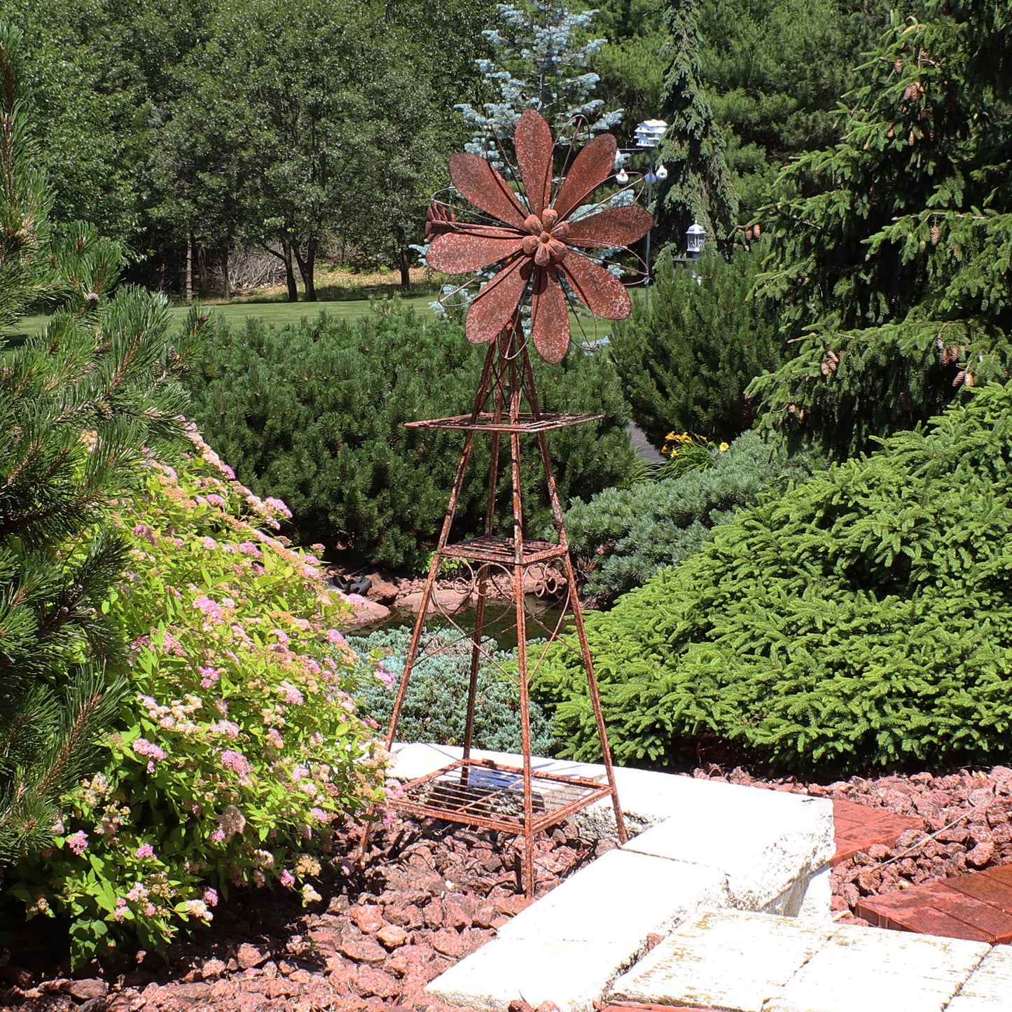 Rustic Windmill Metal Outdoor Garden Statue - 51' H